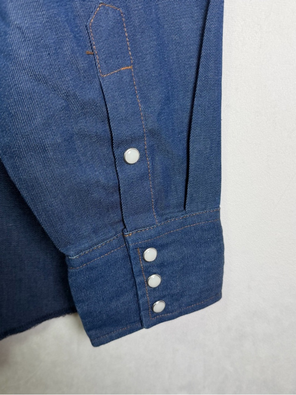 Wrangler Men’s Denim Western Pearl Snap Shirt Cowboy Core Ranchwear Sz XL Tall - Picture 9 of 11